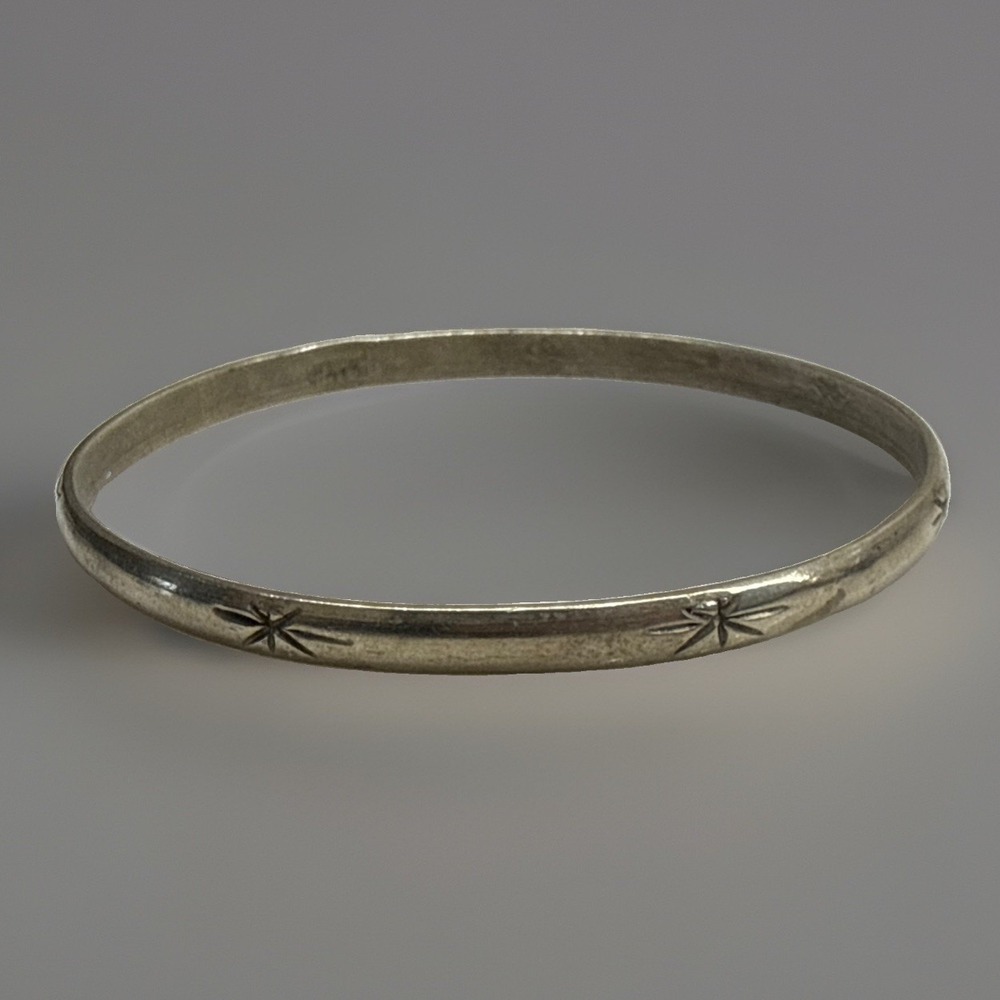 Vintage Sterling Silver 925 Hand Stamped Starburst Bangle Bracelet 14.2g